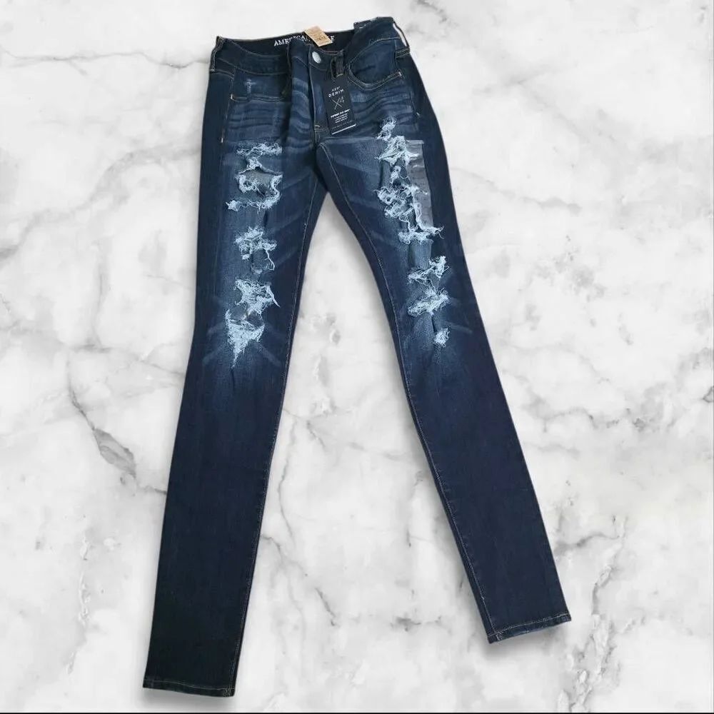 American Eagle Jeggings Extra Long Ripped Size 6
